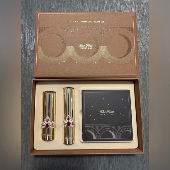 O HUI The First Geniture Lipstick Lip Balm Eyeshadow Palette, 3 items OHUI